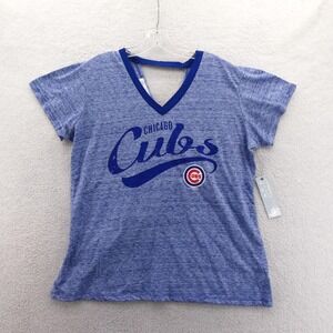 Touch Shirt Womens XXL 2XL Chicago Cubs Blue Space Dye Draped Back V-Neck New